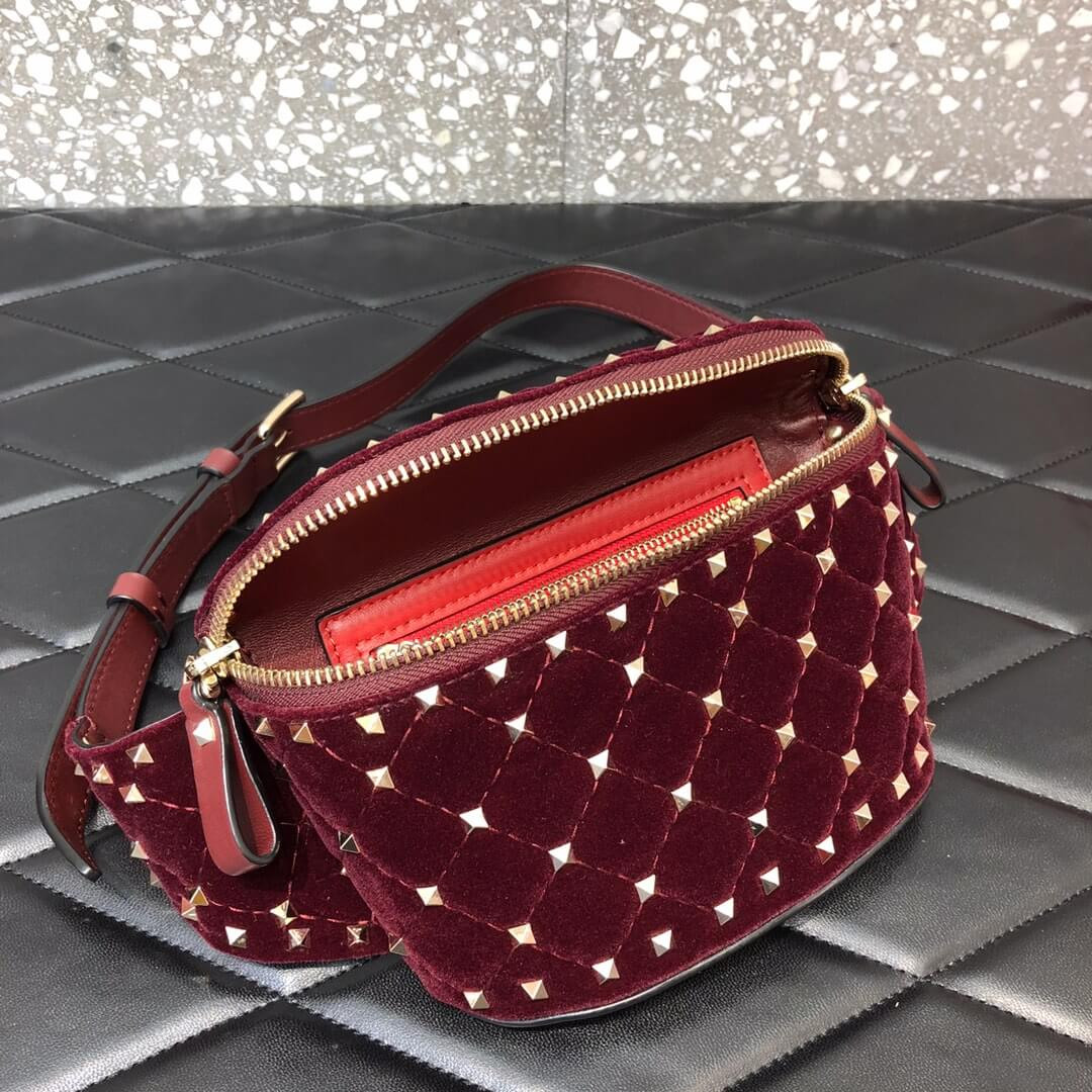 Valentino Garavani Velvet Rockstud Spike Belt Bag 0620R