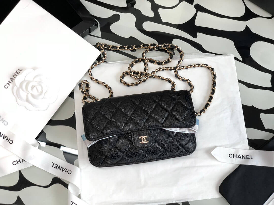 Chanel Printed Fabric Foldable Tote Bag With Chain AP2095 Blue