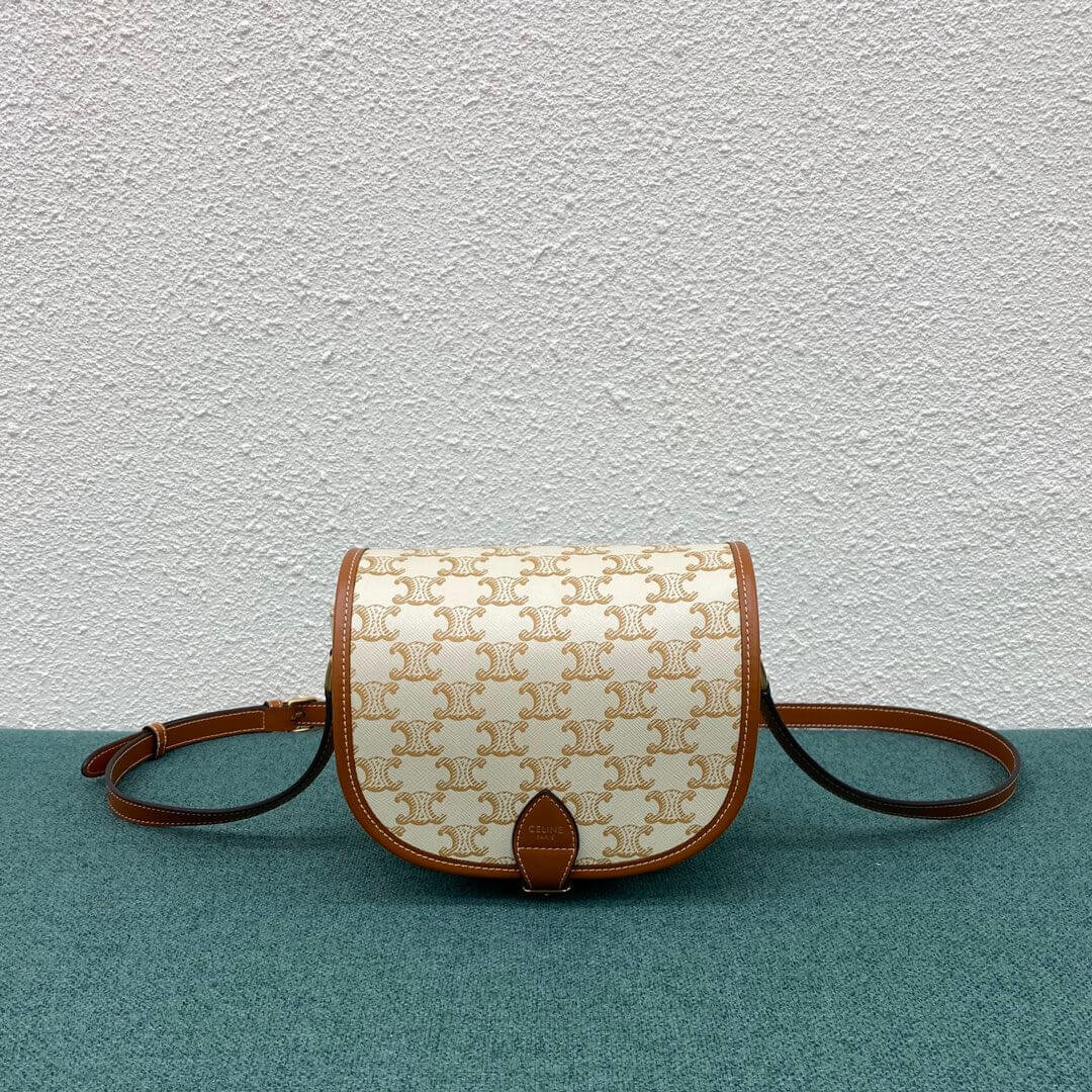 Celine Medium Folco Bag In Triomphe Canvas 191502 White