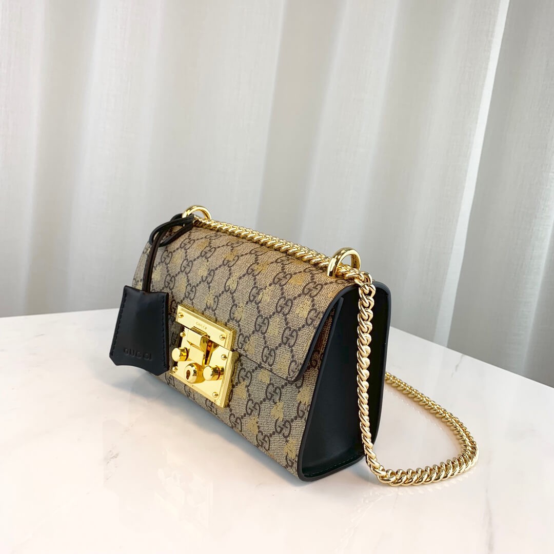 Gucci Padlock Small GG Bees Shoulder Bag 409487