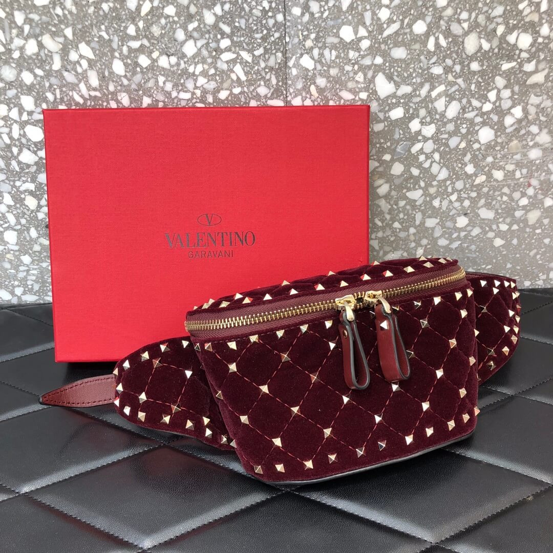 Valentino Garavani Velvet Rockstud Spike Belt Bag 0620R