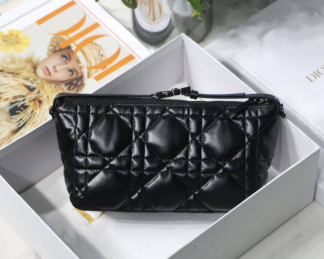 Christian Dior Medium Diortravel Nomad Pouch in Macrocannage Calfskin S5554