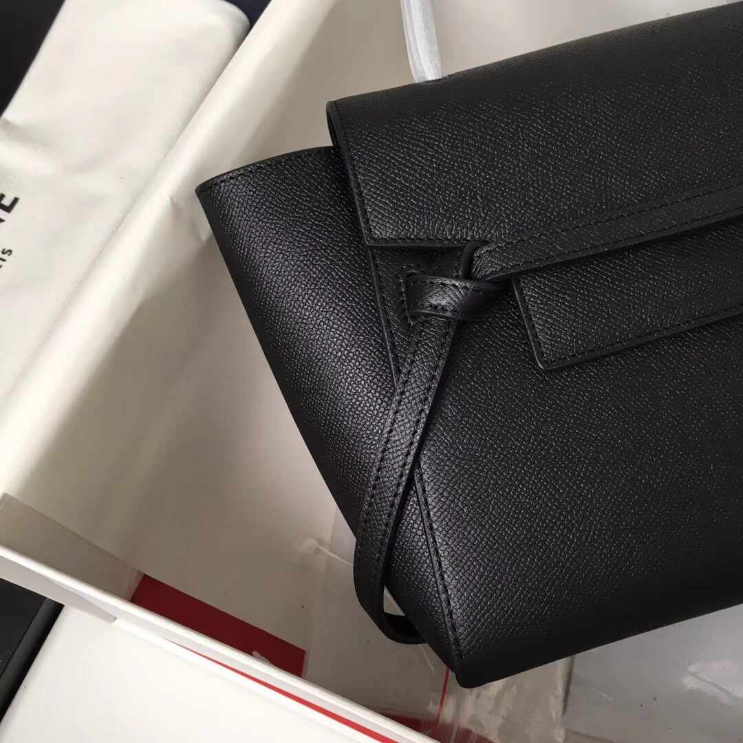 Celine Micro Belt Bag In Grained Calfskin 189153 Black