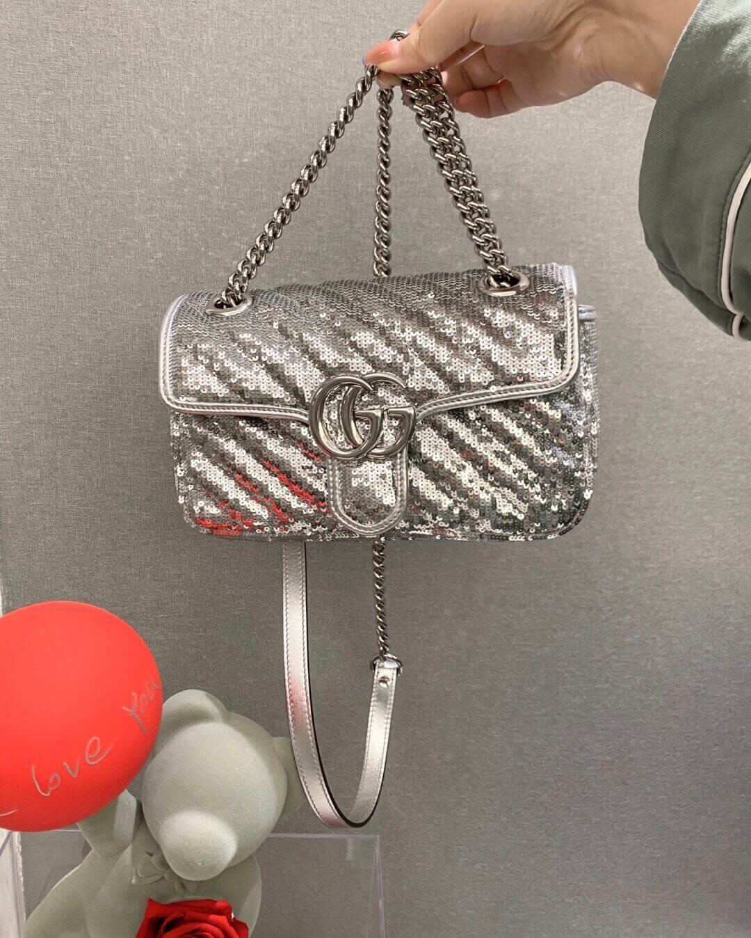 Gucci GG Marmont Small Sequin Shoulder Bag 443497