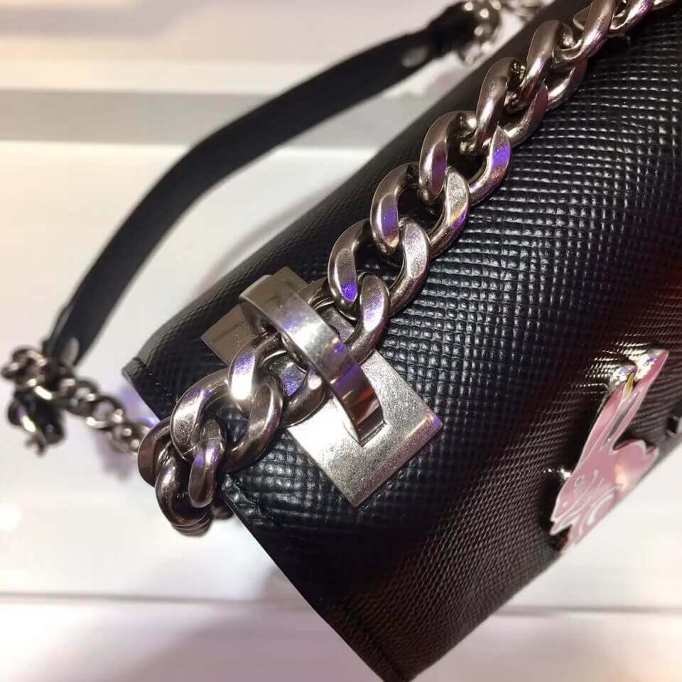 Prada Decal Rabbit Monochrome Logo Shoulder Bag 1BD127