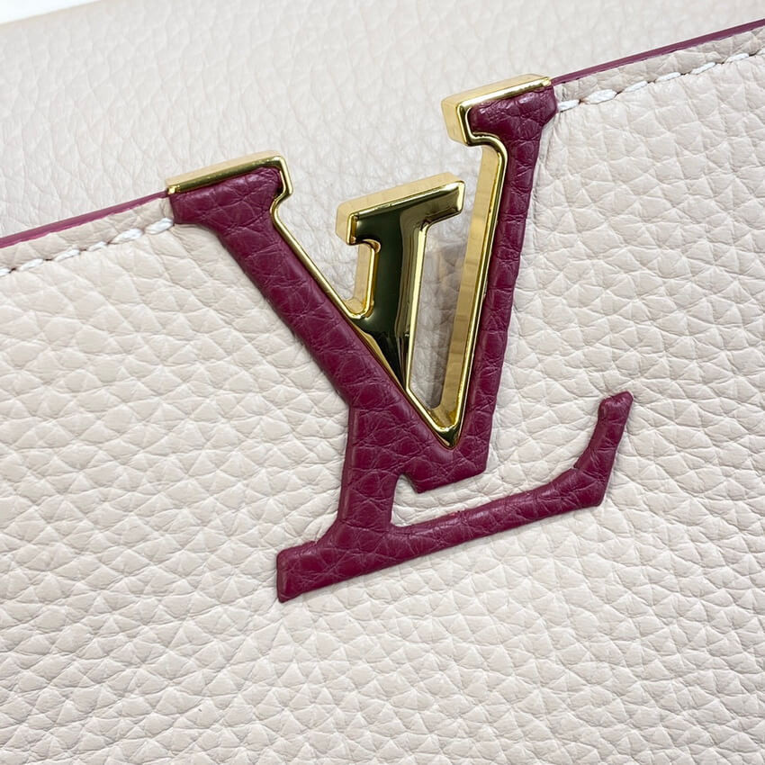 Louis Vuitton Capucines BB M59061 Eggshell/Lie de Vin Red