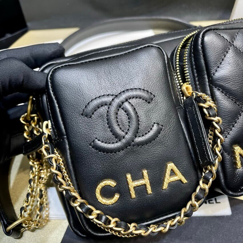 Chanel Calfskin Leather Camera Case AS2924 Black