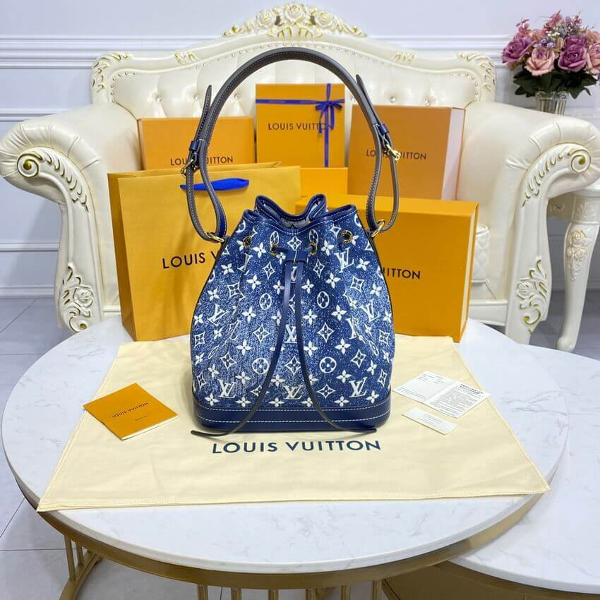 Louis Vuitton Denim Jacquard Textil Petit Noe M59606