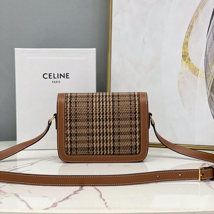 Celie Teen Triomphe Bag in Triomphe Textile and Calfskin 188882 Brown/Tan