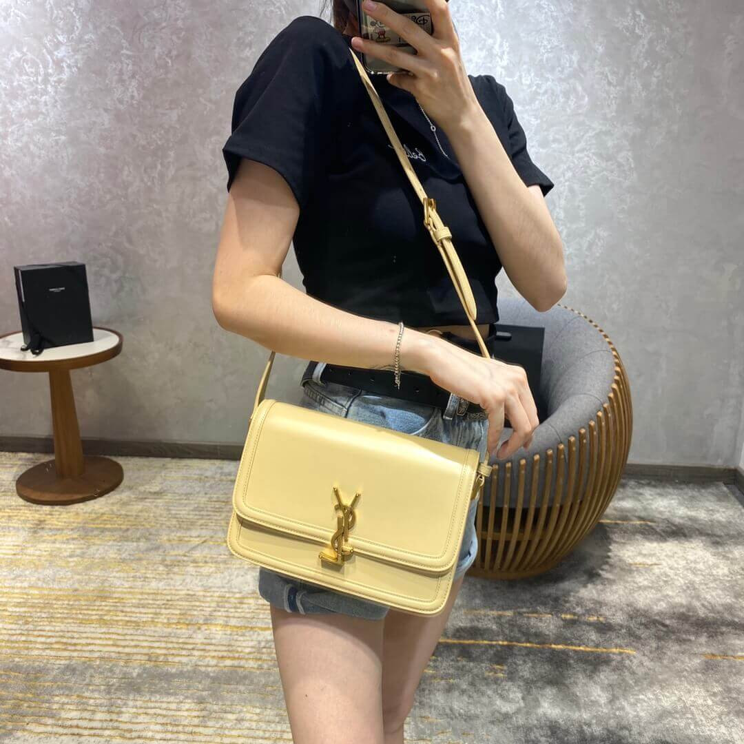 Saint Laurent YSL Solferino Medium Satchel In Box Leather 634305