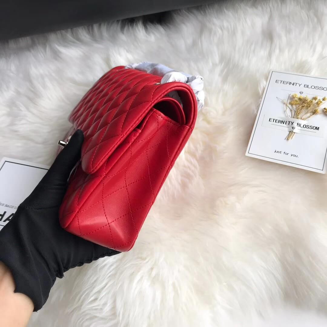 Chanel 1112 Red Medium Size 2.55 Lambskin Leather Flap Bag