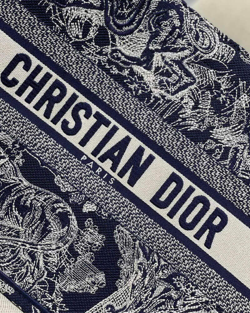 Dior Small Book Tote Blue Toile de Jouy Reverse Embroidery M1296