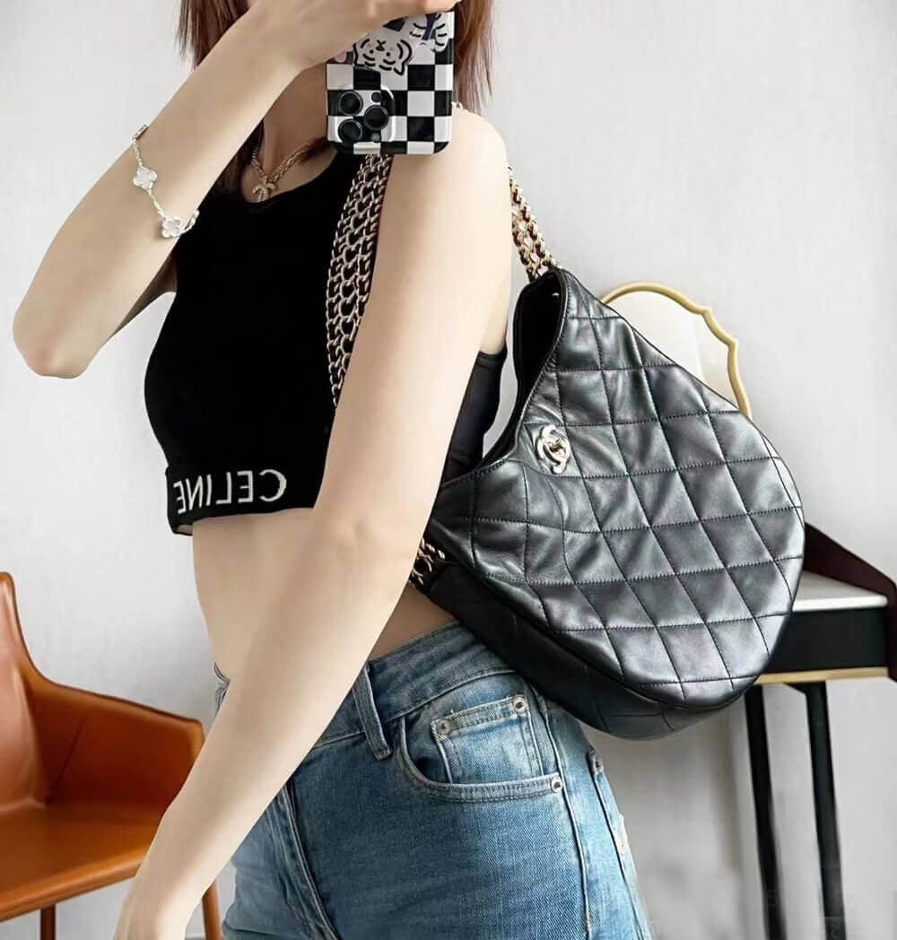 Chanel Hobo Bag in Lambskin AS3153 Black