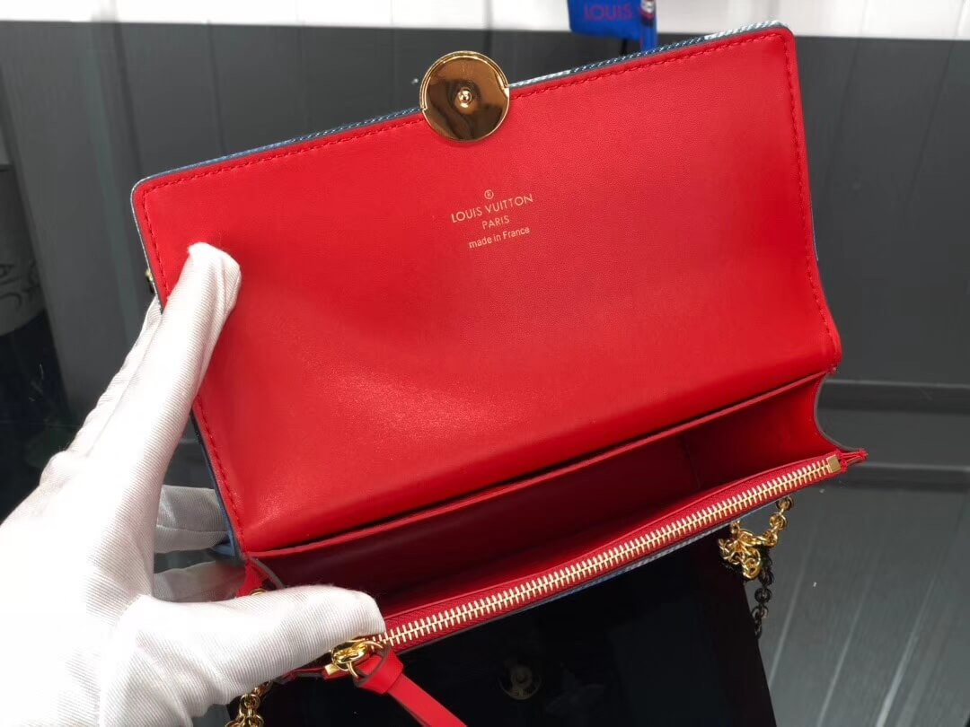 Louis Vuitton Monogram Denim Canvas Flore Chain Wallet M69036