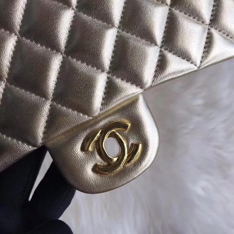 Chanel 1112 Gold Medium Size 2.55 Lambskin Leather Flap Bag
