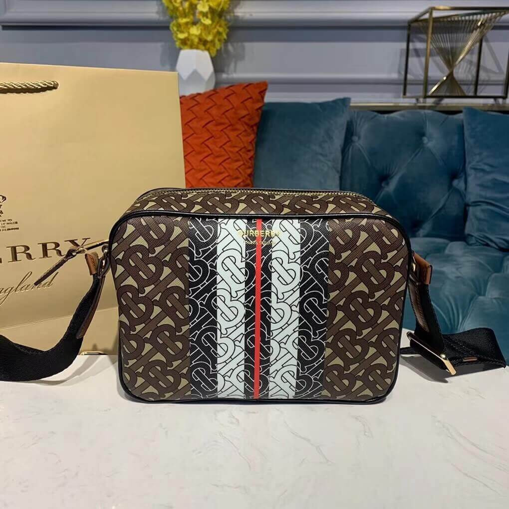 Burberry Monogram Stripe E-canvas Crossbody Bag 80216611