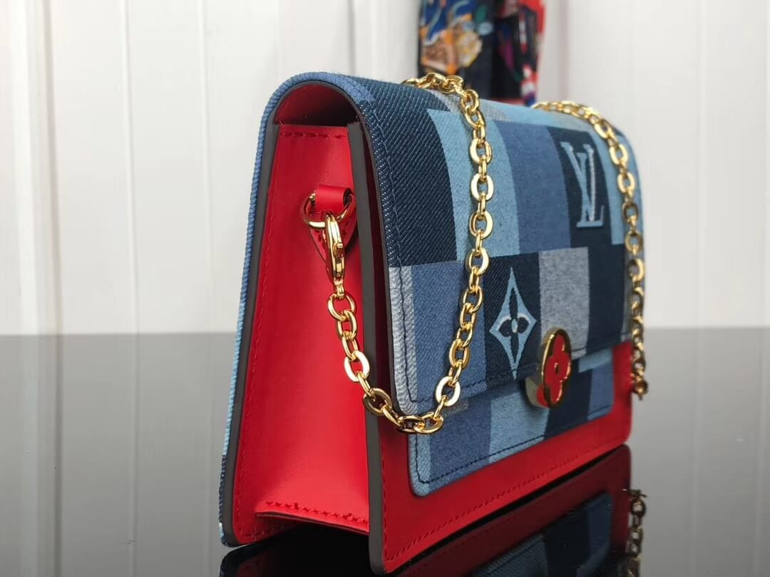 Louis Vuitton Monogram Denim Canvas Flore Chain Wallet M69036