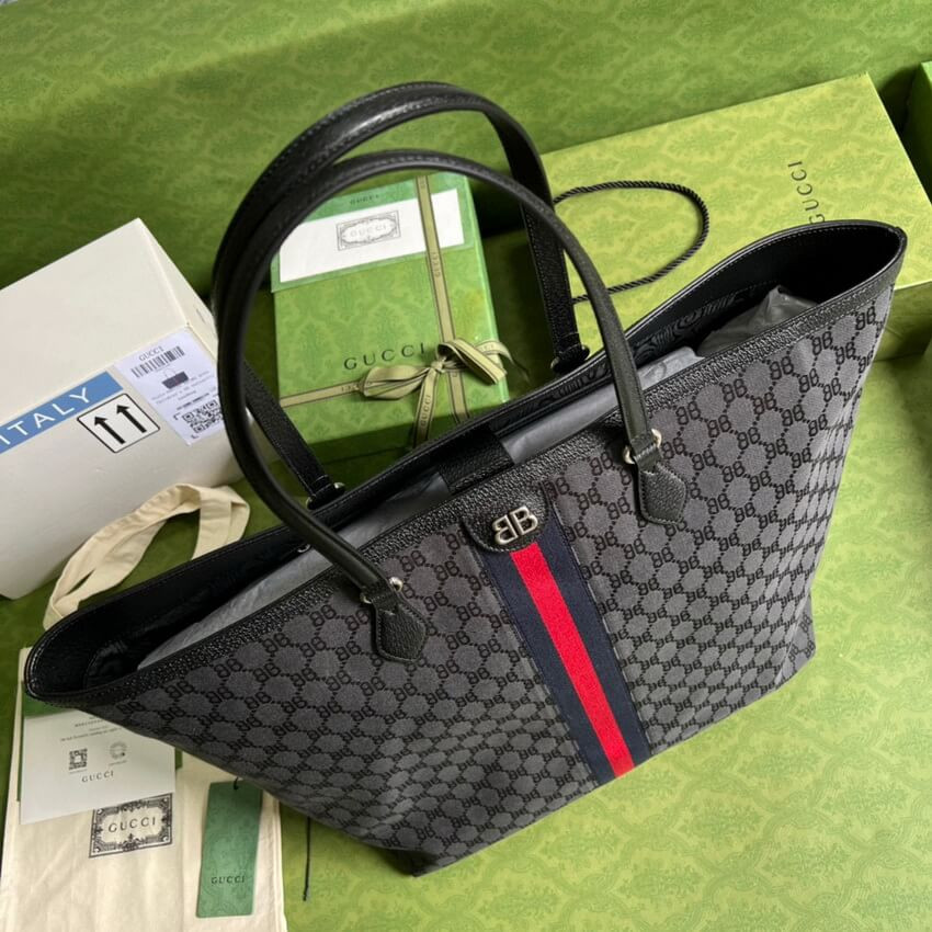 Balenciaga x Gucci Hacker Large Tote Bag 680127 Black