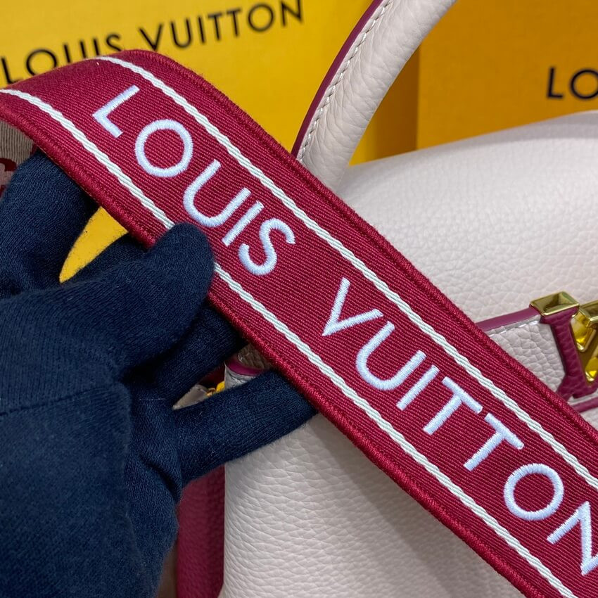 Louis Vuitton Capucines BB M59061 Eggshell/Lie de Vin Red