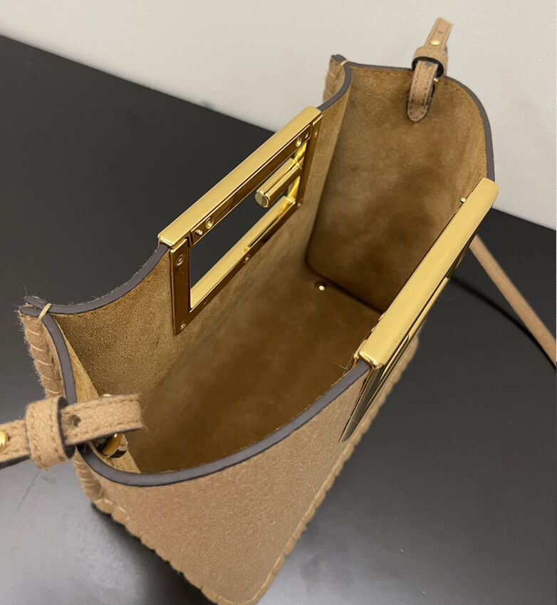 Fendi Beige Flannel Small Way Bag 8BS054