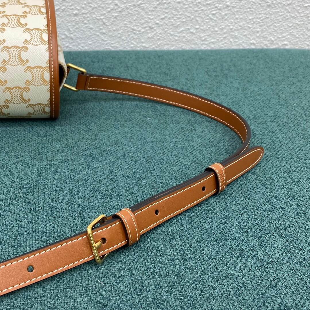 Celine Medium Folco Bag In Triomphe Canvas 191502 White