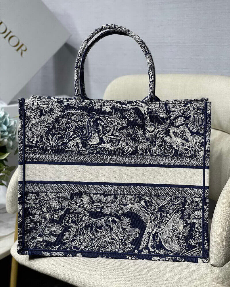 Dior Book Tote Blue Toile de Jouy Reverse Embroidery M1286