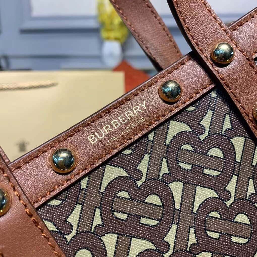 Burberry Small Monogram Print E-canvas Portrait Tote Bag 80250761
