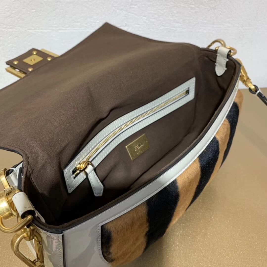 Fendi Patent Leather And Sheepskin Baguette Bag 8BR600