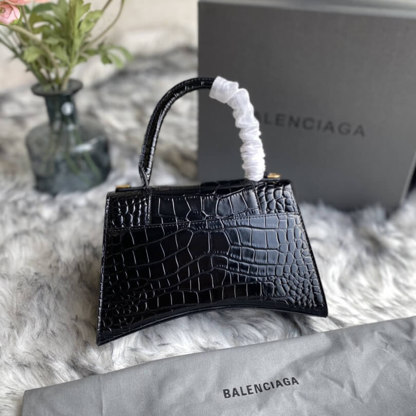 Balenciaga Hourglass S Croc-Effect Leather Tote