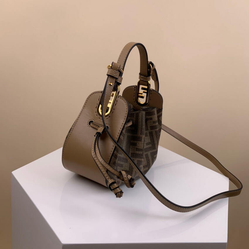 Fendi Pomodorino Brown FF Fabric Mini Bag 8BS059