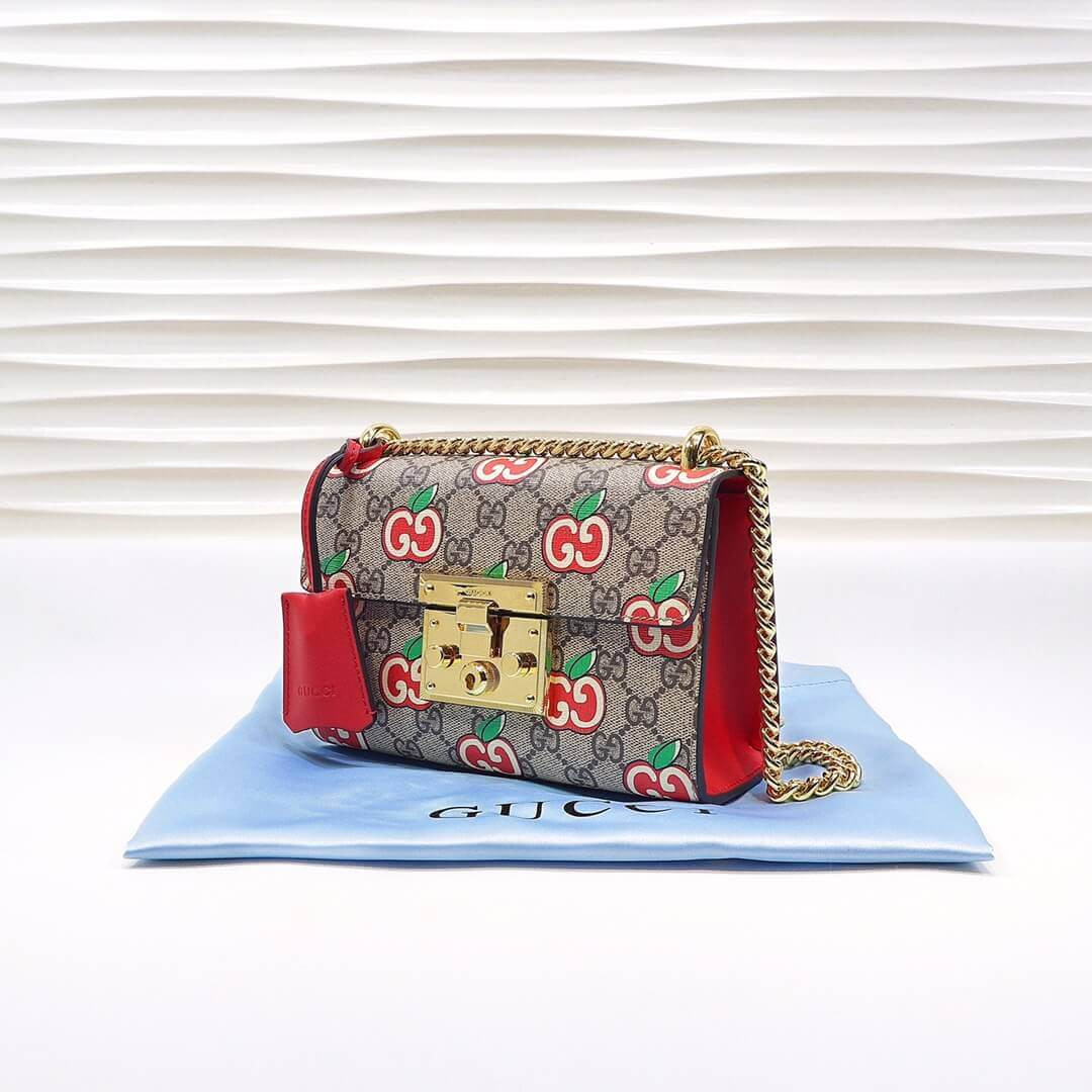 Gucci GG Apple Print Padlock Small Shoulder Bag 409487