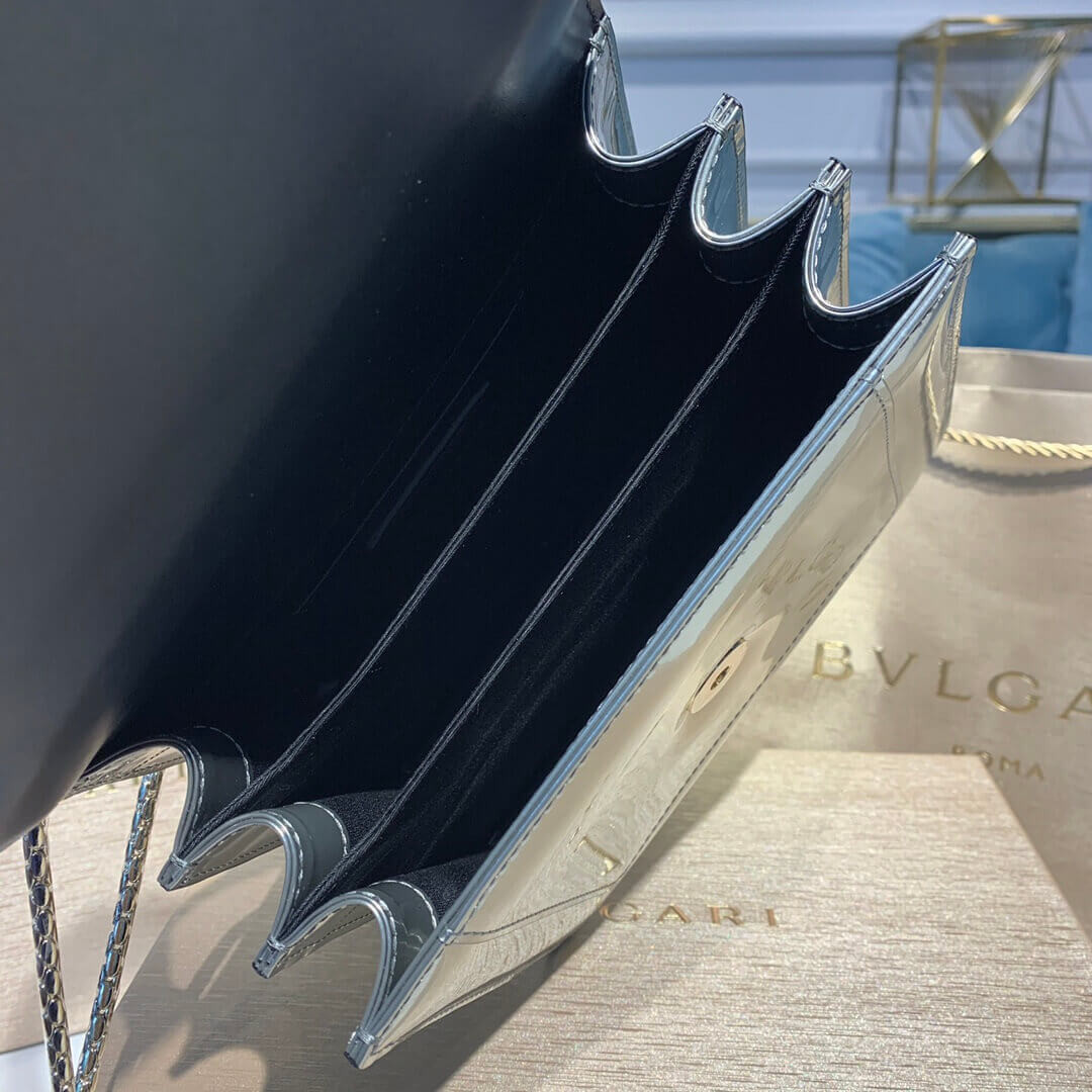 Bvlgari Serpenti Forever Crossbody Top Handle Bag 18cm in Silver Brushed Metallic 35106 284537