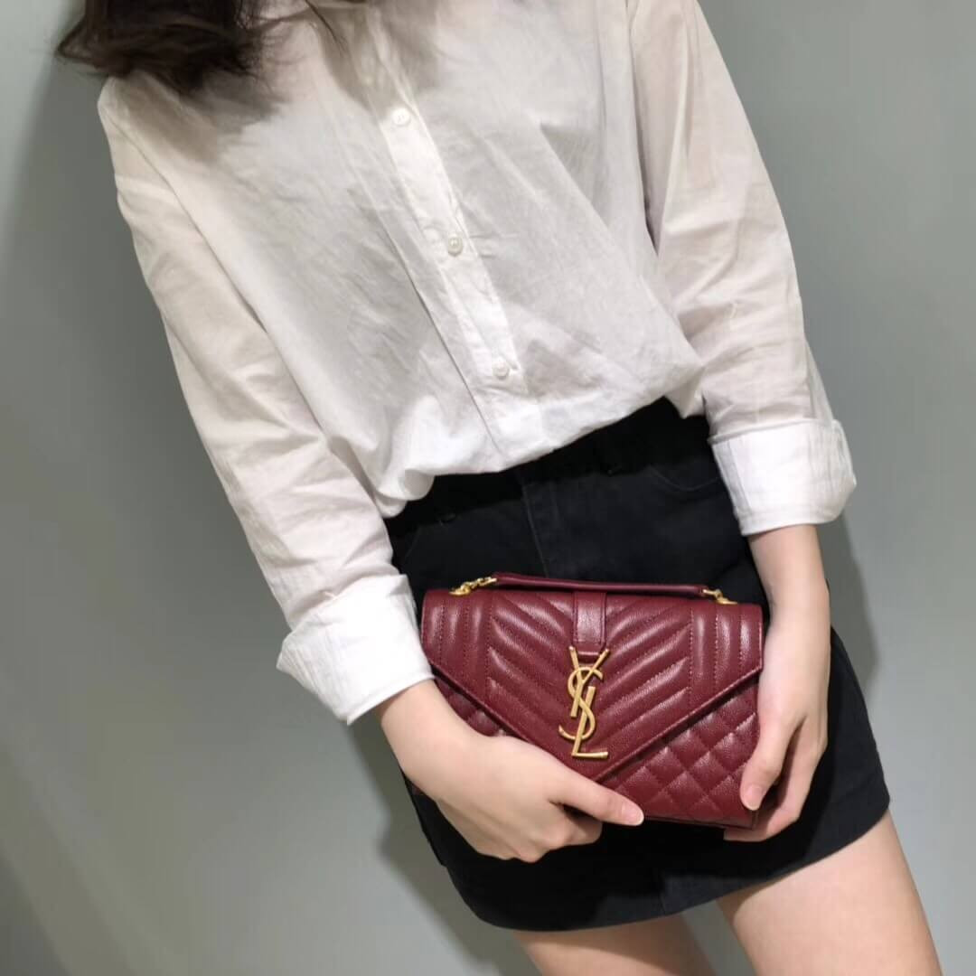 Saint Laurent Grain Leather Envelope Small Bag 526286