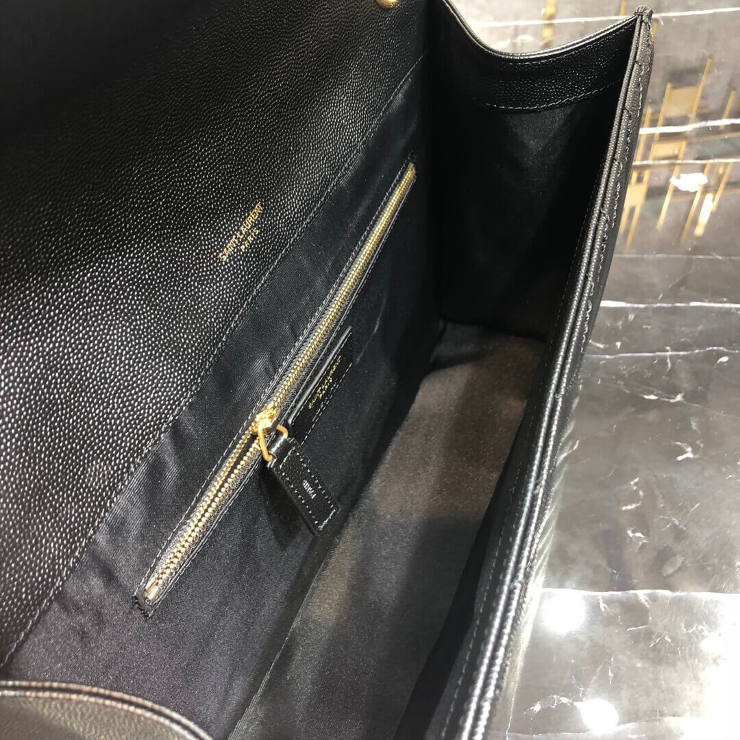 Saint Laurent Grain Leather Large Envelope Chain Bag 396910 Black