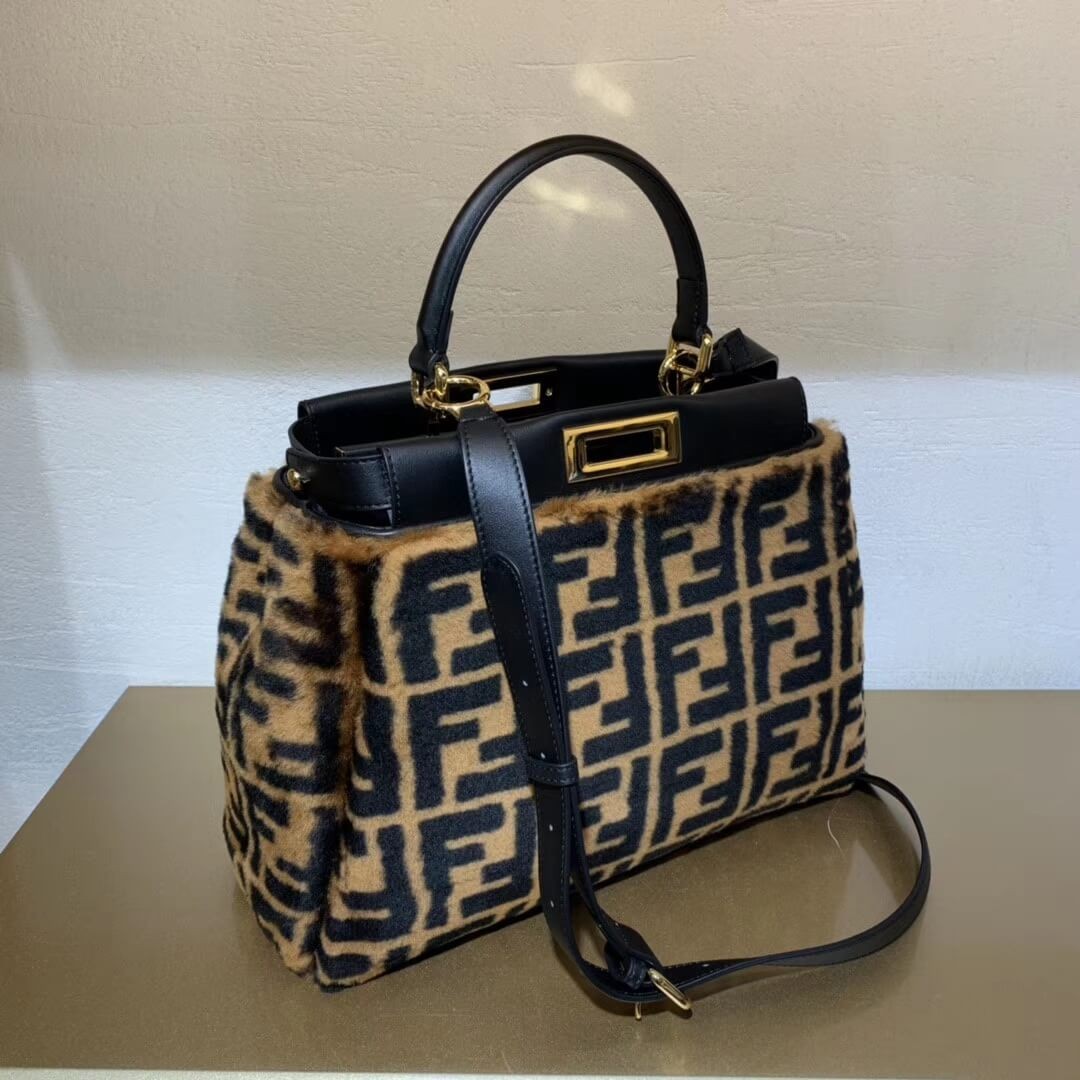 Fendi Peekaboo Iconic Medium Brown Sheepskin Bag 8BN290
