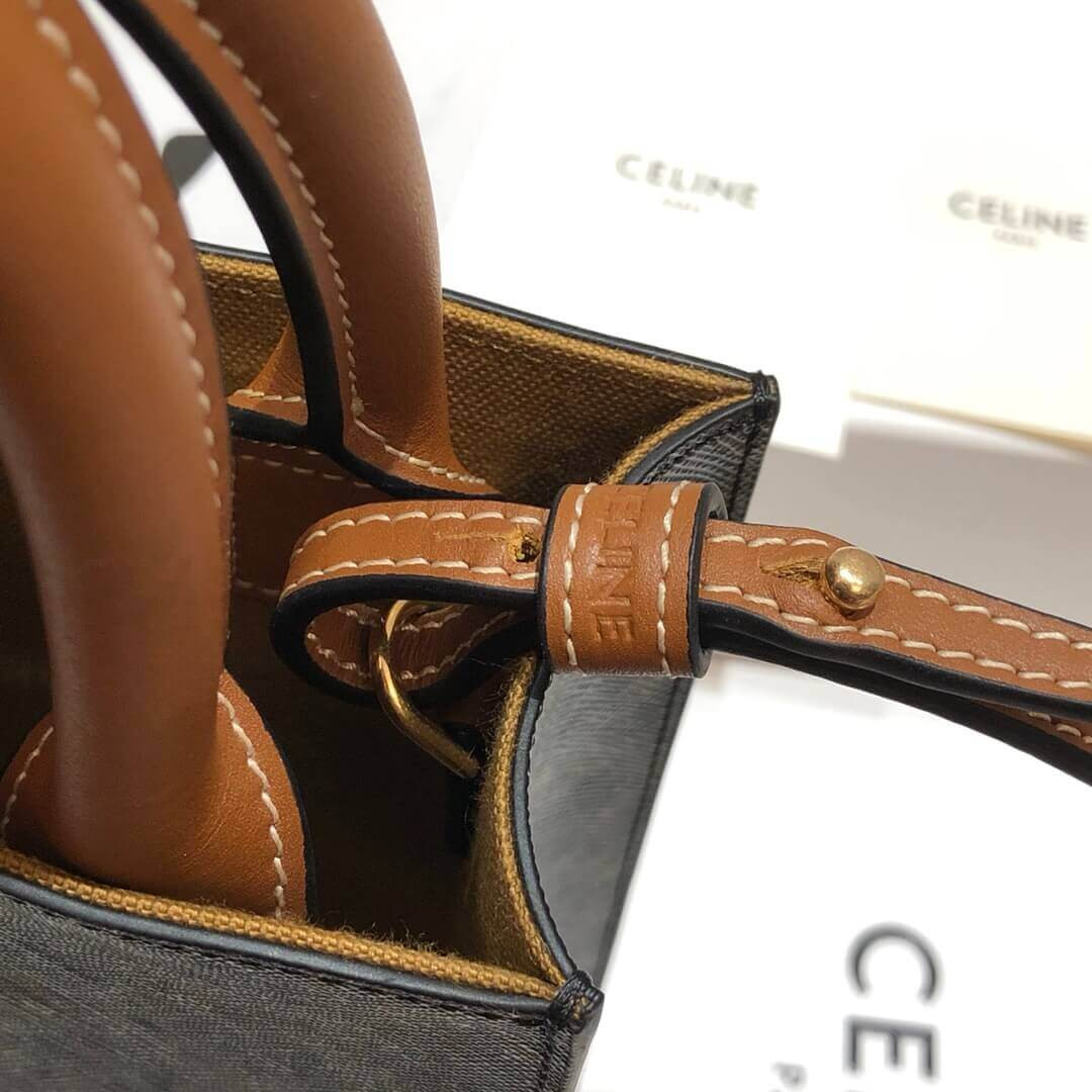 Celine Mini Vertical Cabas In Triomphe Canvas 193302