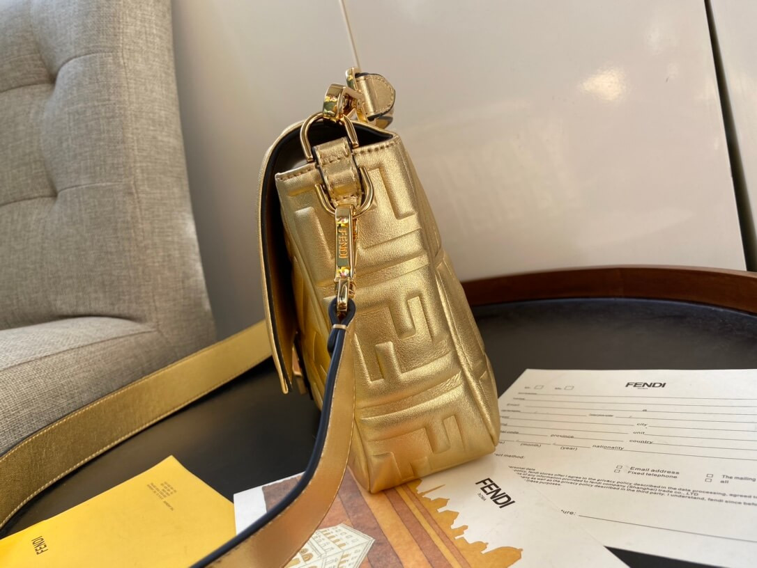 Fendi Baguette Golden Leather Bag 8BR60