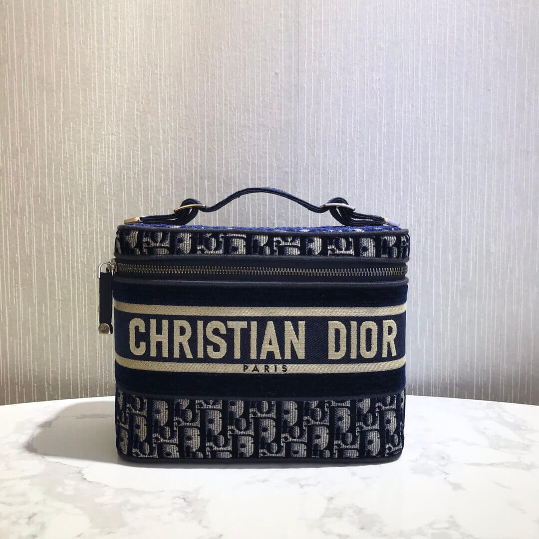 Dior Oblique Embroidered Velvet Diortravel Vanity Case S5480V