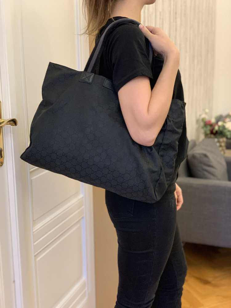 Gucci GG Guccissima Black Nylon Tote Bag 449176