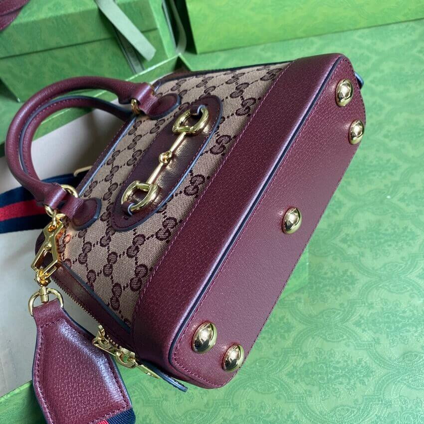 Gucci Horsebit 1955 GG Mini Bag 677212 in Burgundy GG Canvas