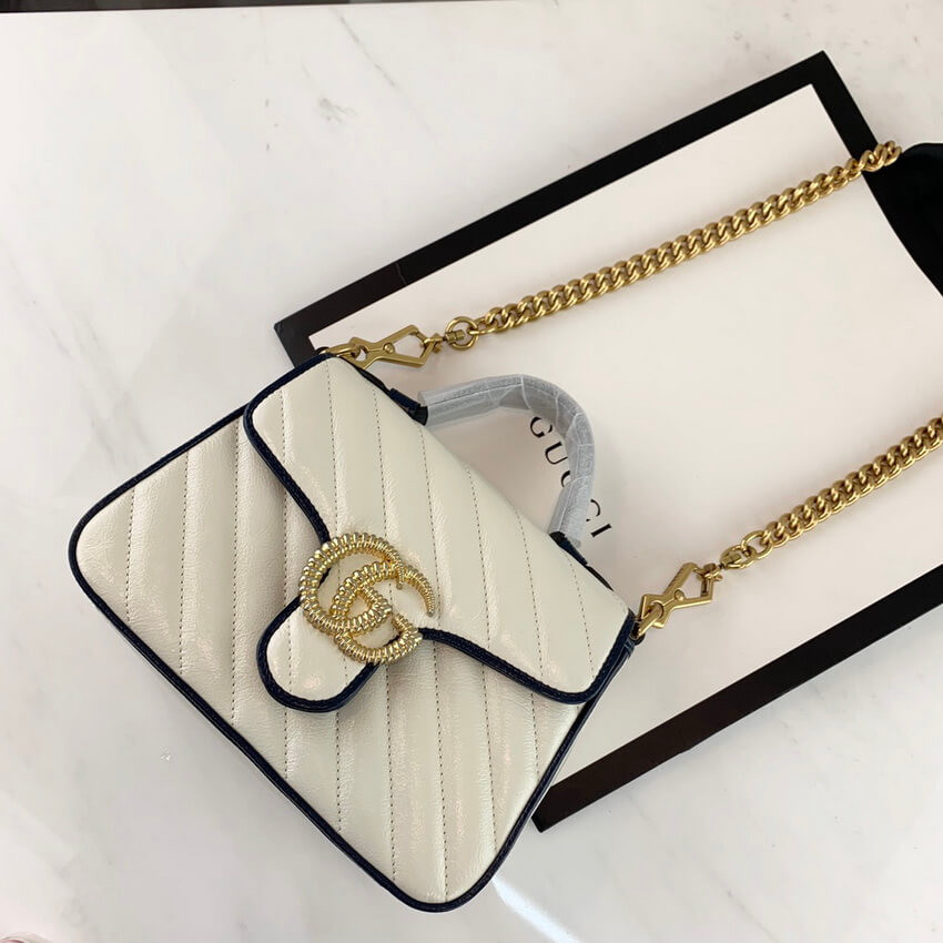 Gucci GG Marmont Mini Top Handle Bag 583571 White