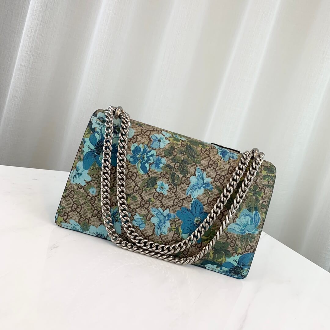 Gucci Embroidered Bee And Flower Shoulder Bag 400249 Khaki