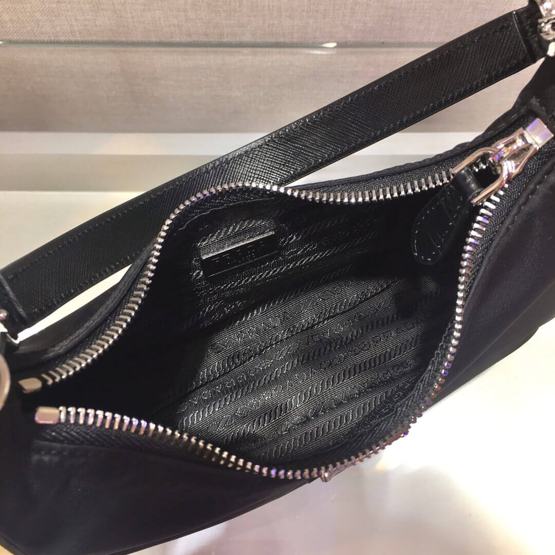 Prada Nylon And Crocodile Hobo Shoulder Bag 1BC204