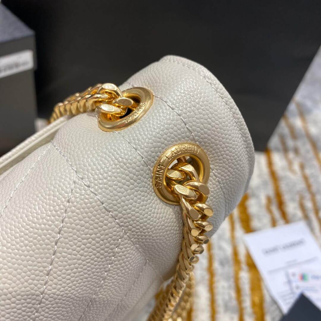 Saint Laurent Grain Leather Envelope Medium Bag 487206 White