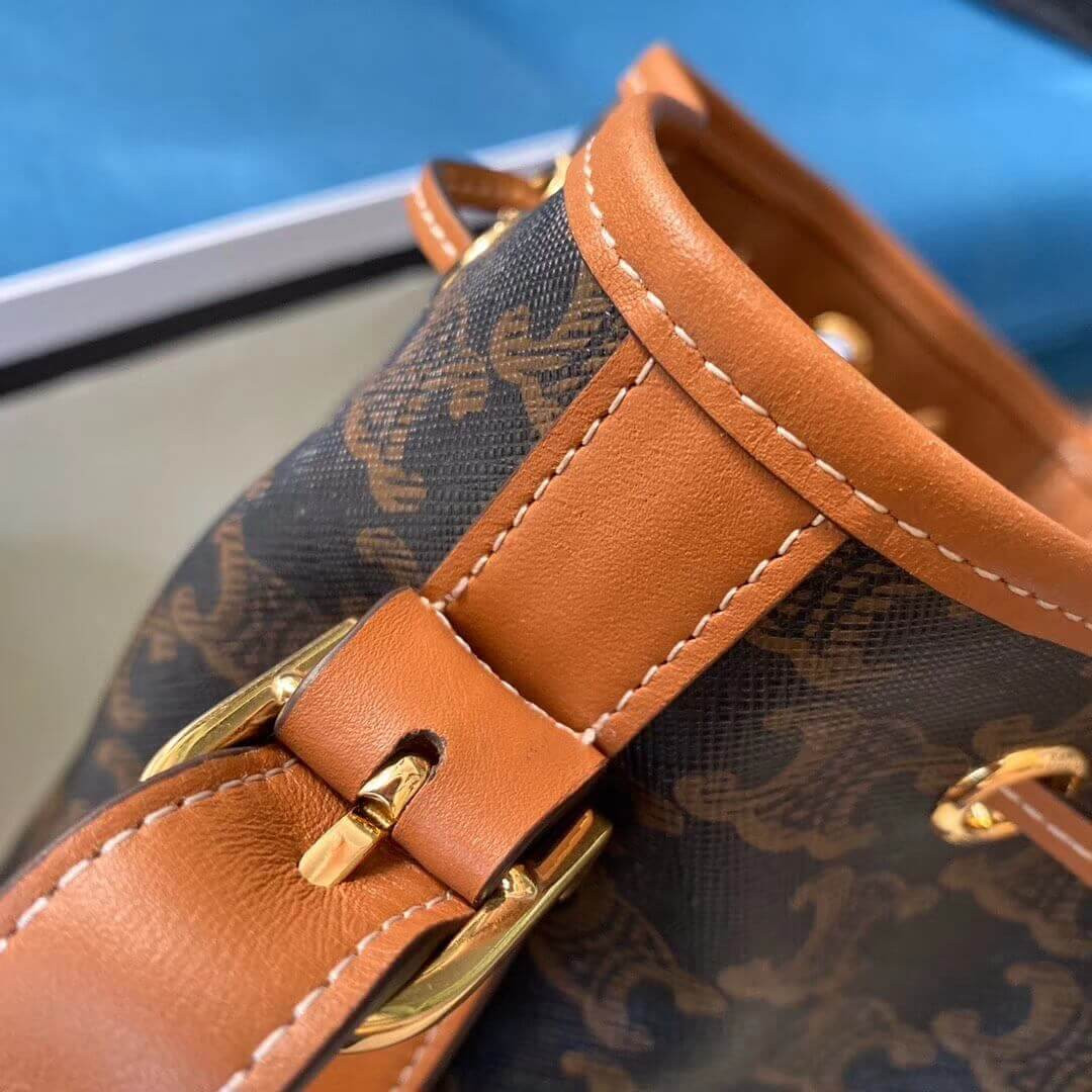 Celine Medium Drawstring Bag In Triomphe Canvas 191392