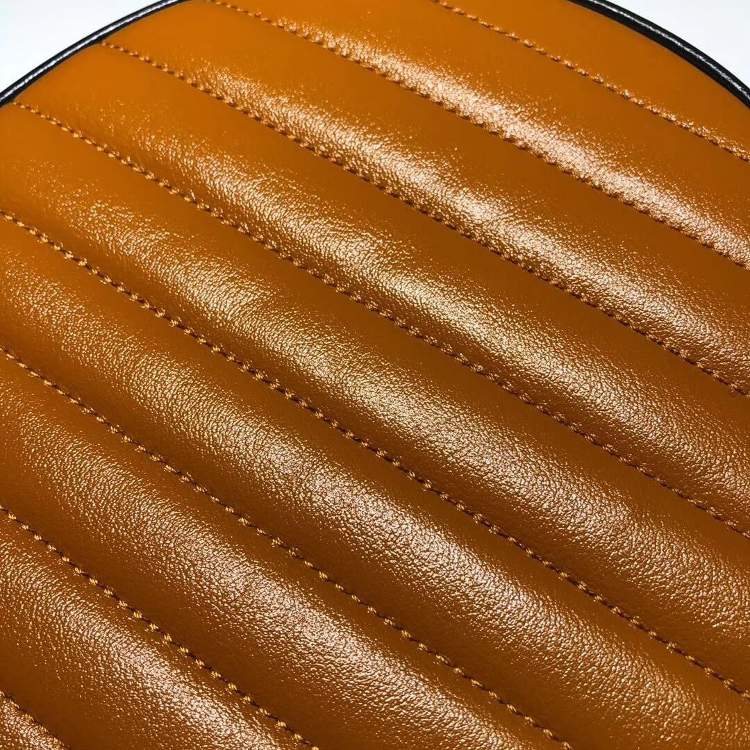 Gucci GG Marmont Mini Round Shoulder Bag 550154 Cognac