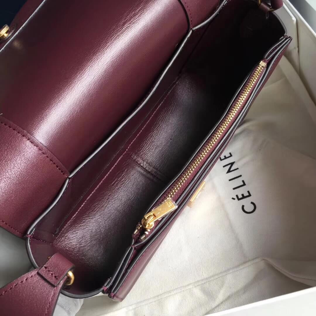Celine Frame Medium Shoulder Bag 180263 Burgundy/White