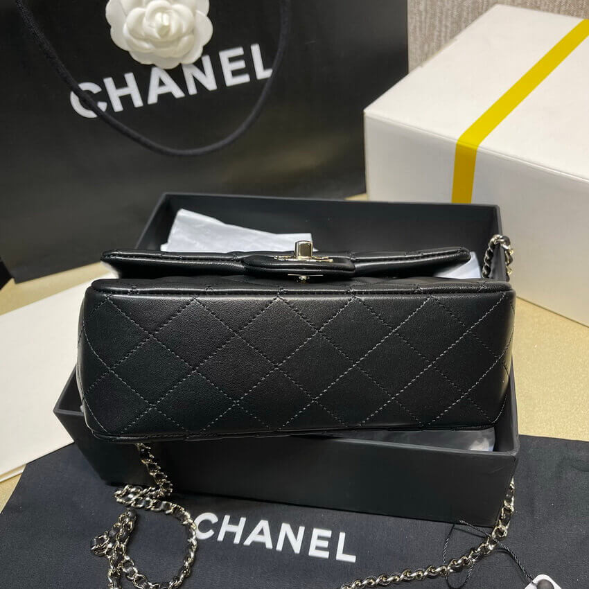 Chanel Lambskin Mini Flap Bag With Top Handle Black AS2431 with Charms