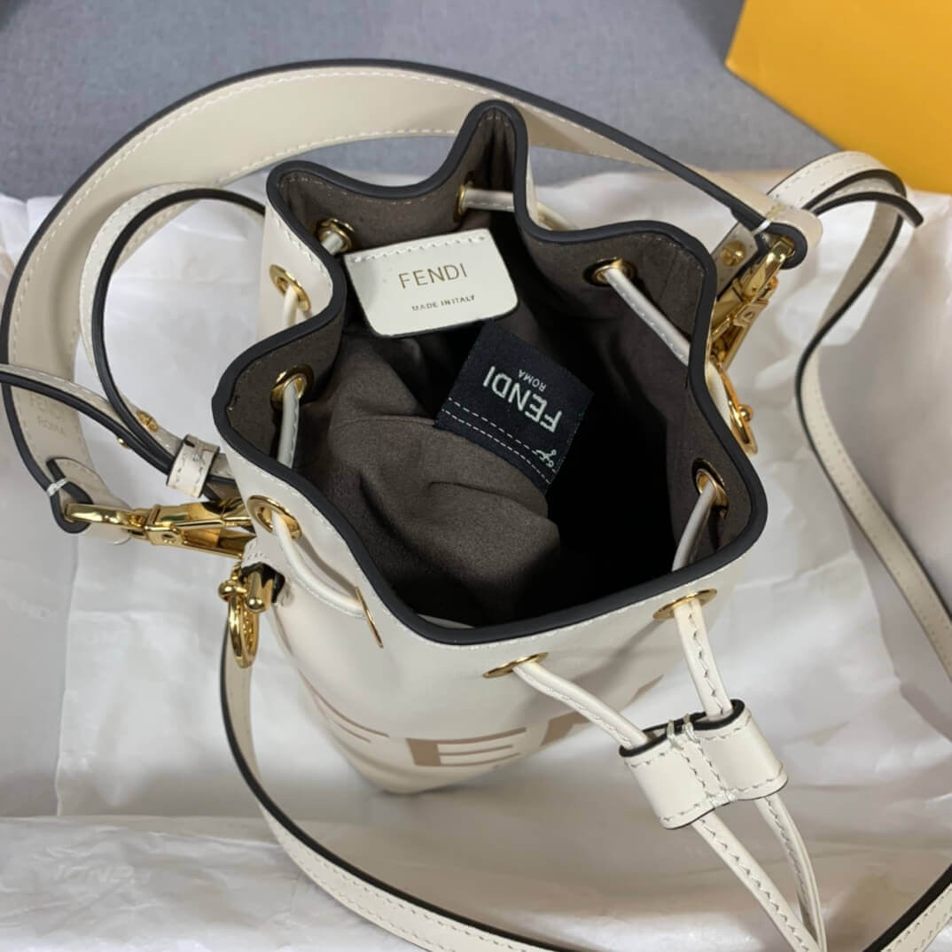 Fendi Mon Tresor Mini Logo-Print Leather Bucket Bag 8BS010
