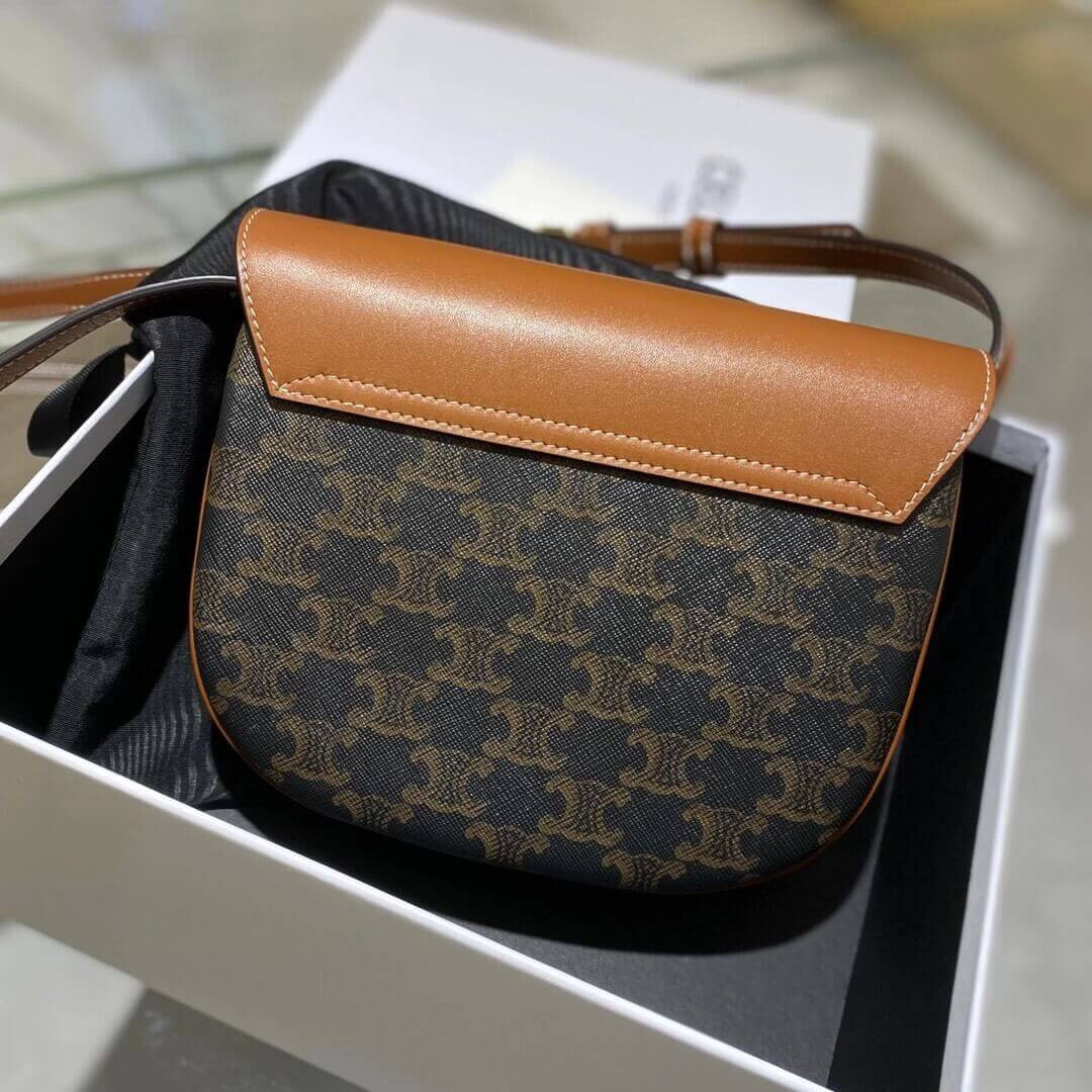 Celine Triomphe Saddle Bag In Triomphe Canvas 194152